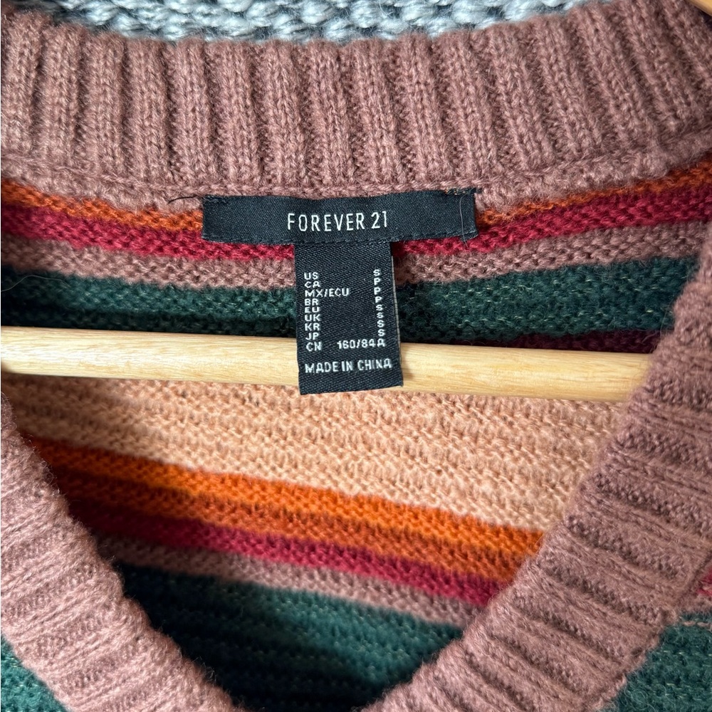 Forever 21 Multicolor Striped V-Neck Sweater Vest - Picture 7 of 13